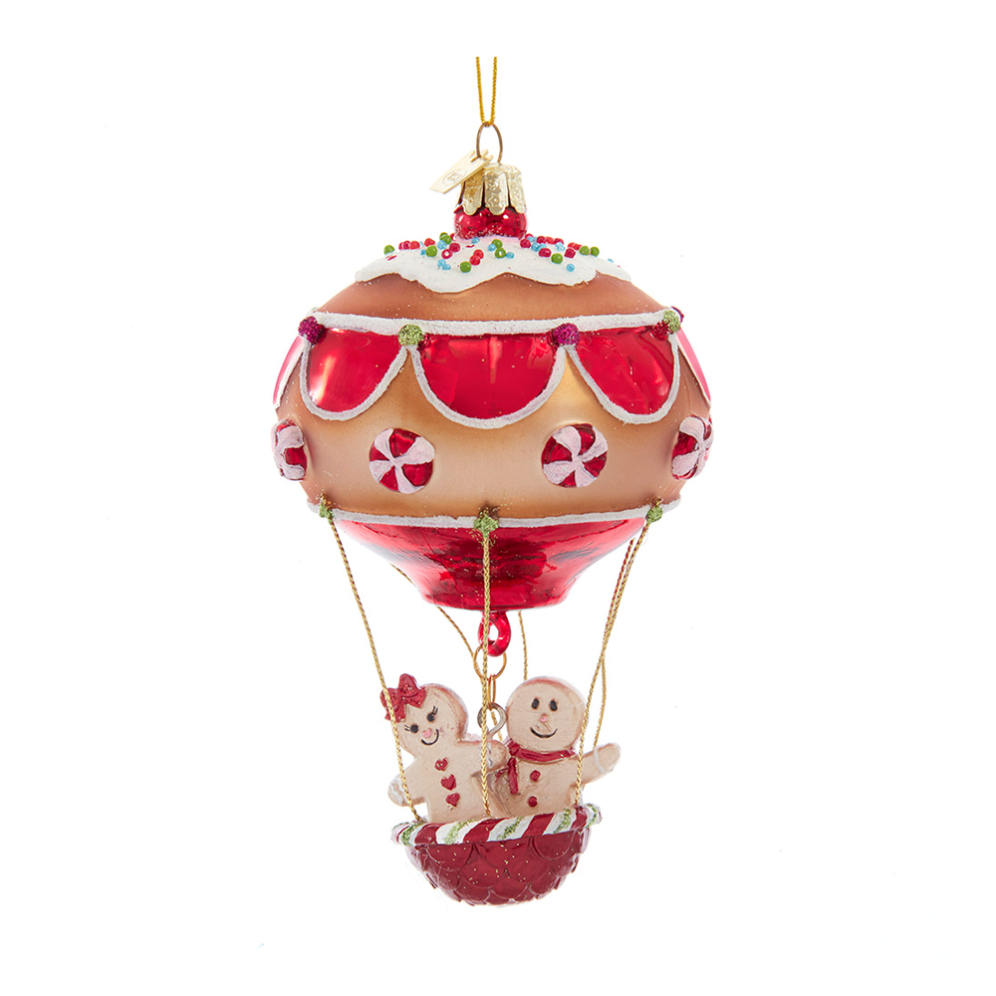 Kurt Adler kerstornament - Luchtballon met gingerbread poppetjes