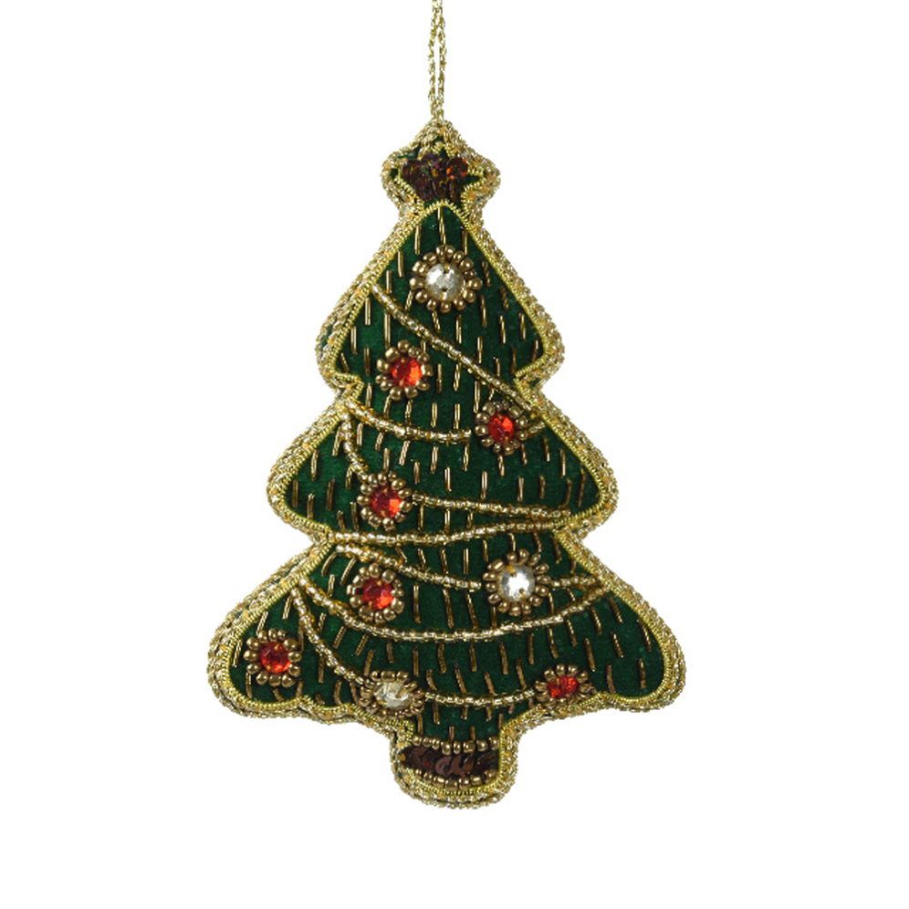 Decoris kerstornament - Kerstboom - Met kralen