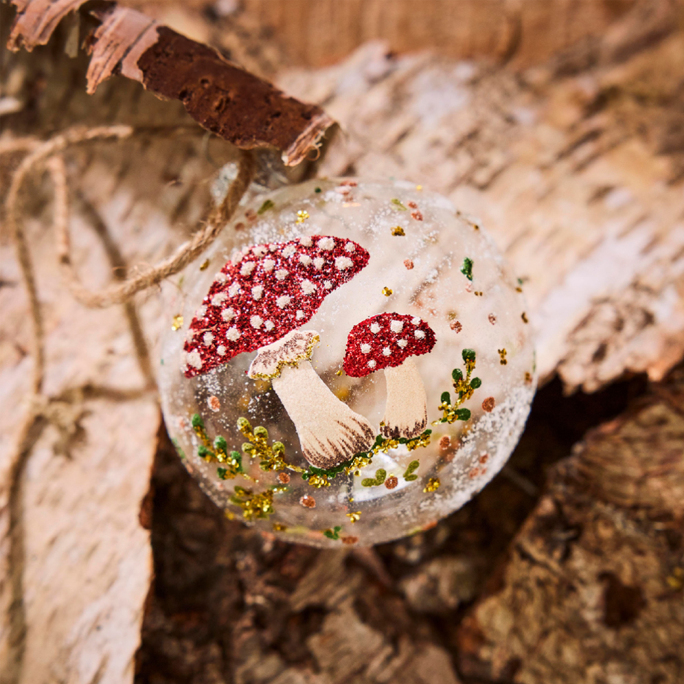 Decoris kerstbal - Met paddenstoel - 8cm