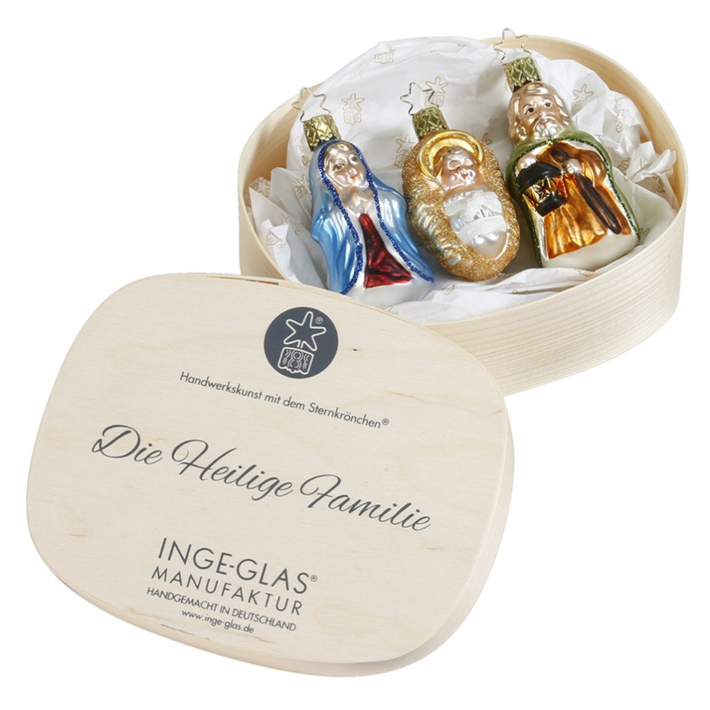 Inge Glas kerstornamenten - Kerststal - Set van 3