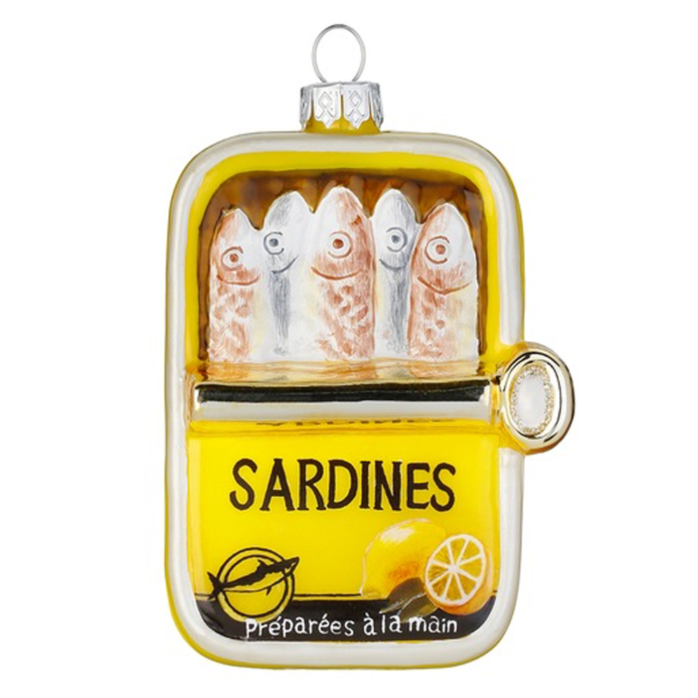 Inge Glas kerstornament - Sardines in blik