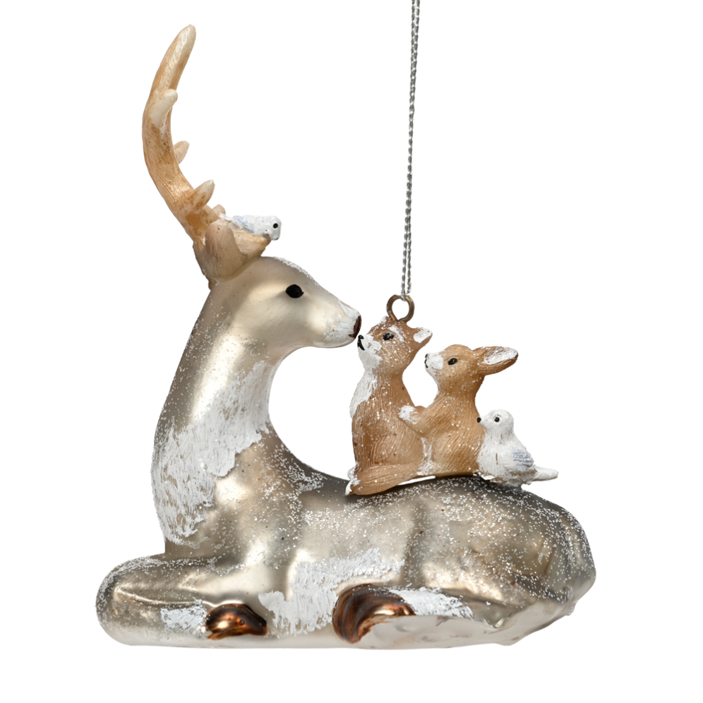 Decoris kerstornament - Hert met bosdieren