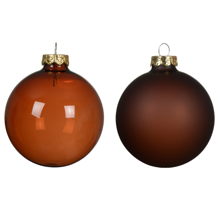 Decoris kerstballen - Espresso - Set van 4