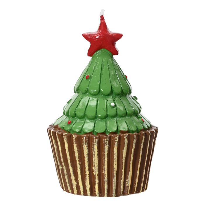 Kaars - Kerstboom in cupcake