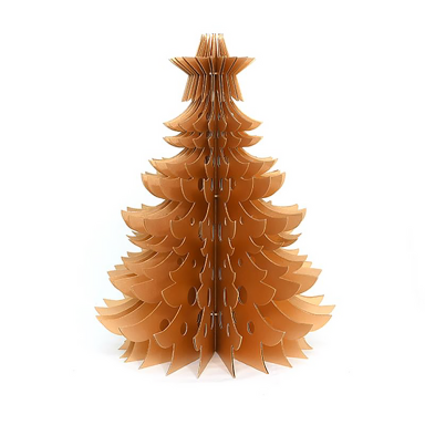 Only Natural papieren kerstboom - Met ster en gouden glitter - Goud - 45cm