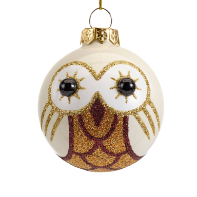 Decoris kerstbal - Uil - 6cm