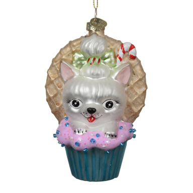 Decoris kerstornament - Hond in cupcake