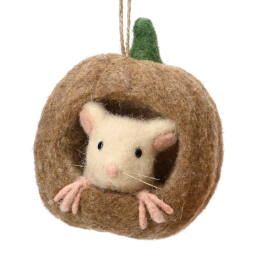 Decoris kerstornament - Muis in pompoen