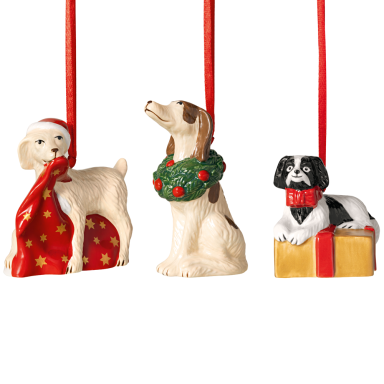 Villeroy & Boch kerstornamenten - Honden - Set van 3